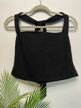 Fashion Nova Black Square Neck Tie-Back Camisole